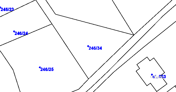 Parcela st. 246/34 v KÚ Protivanov, Katastrální mapa