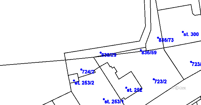 Parcela st. 836/29 v KÚ Protivanov, Katastrální mapa