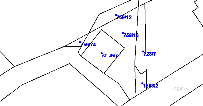 Parcela st. 467 v KÚ Protivanov, Katastrální mapa