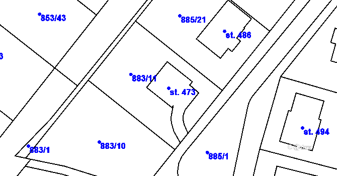 Parcela st. 473 v KÚ Protivanov, Katastrální mapa