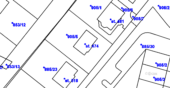 Parcela st. 474 v KÚ Protivanov, Katastrální mapa