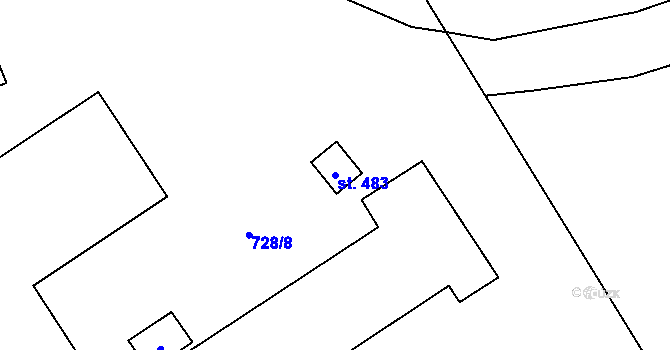 Parcela st. 483 v KÚ Protivanov, Katastrální mapa
