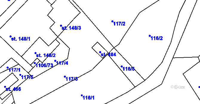 Parcela st. 484 v KÚ Protivanov, Katastrální mapa