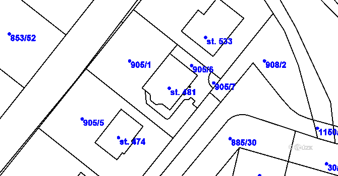 Parcela st. 481 v KÚ Protivanov, Katastrální mapa