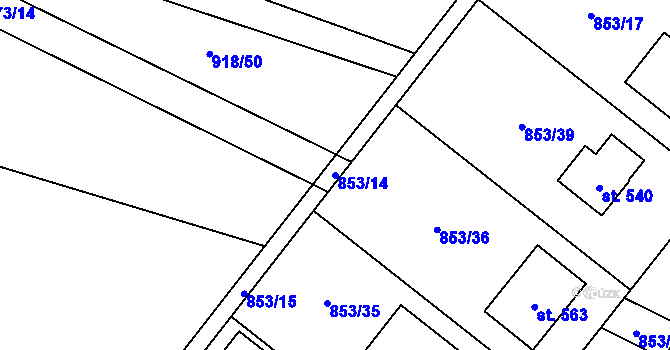 Parcela st. 853/14 v KÚ Protivanov, Katastrální mapa