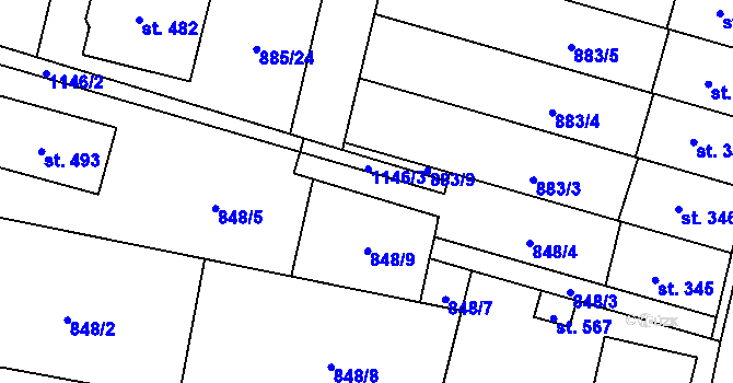 Parcela st. 848/6 v KÚ Protivanov, Katastrální mapa