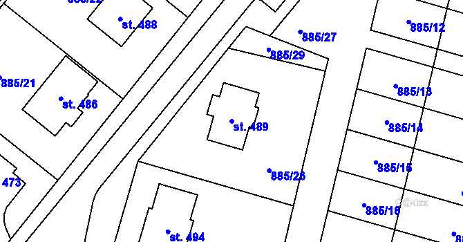 Parcela st. 489 v KÚ Protivanov, Katastrální mapa