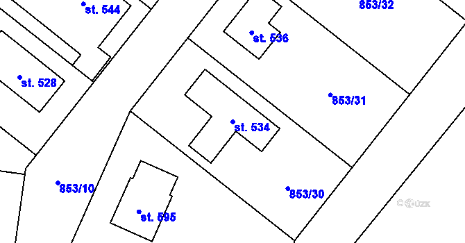 Parcela st. 534 v KÚ Protivanov, Katastrální mapa