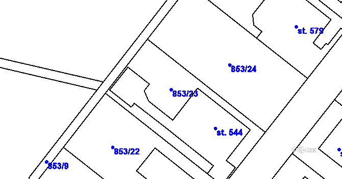 Parcela st. 853/23 v KÚ Protivanov, Katastrální mapa