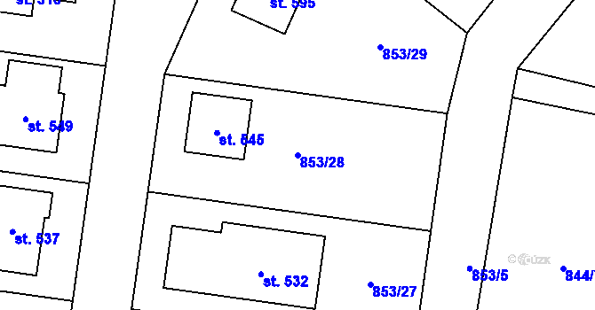 Parcela st. 853/28 v KÚ Protivanov, Katastrální mapa