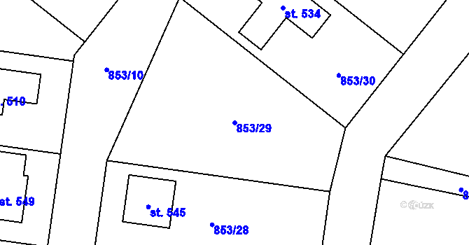 Parcela st. 853/29 v KÚ Protivanov, Katastrální mapa
