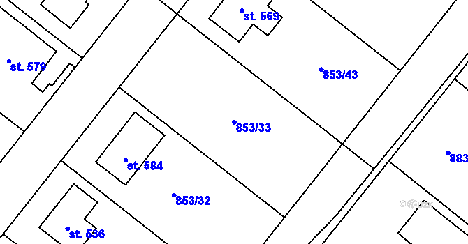 Parcela st. 853/33 v KÚ Protivanov, Katastrální mapa