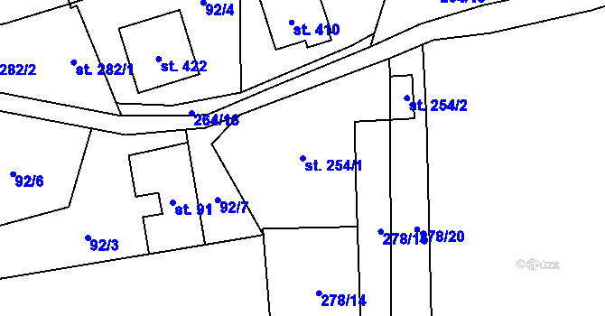 Parcela st. 254/1 v KÚ Protivanov, Katastrální mapa