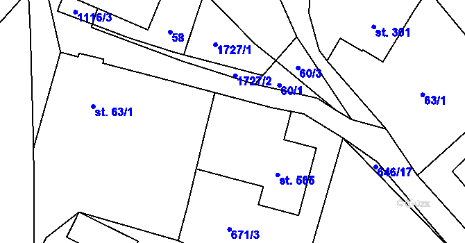 Parcela st. 63/3 v KÚ Protivanov, Katastrální mapa