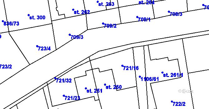 Parcela st. 721/33 v KÚ Protivanov, Katastrální mapa