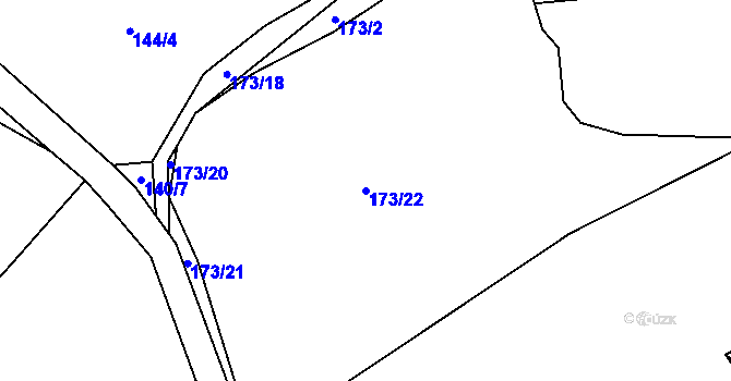 Parcela st. 173/22 v KÚ Protivanov, Katastrální mapa