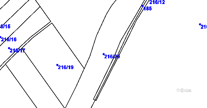 Parcela st. 216/20 v KÚ Protivanov, Katastrální mapa