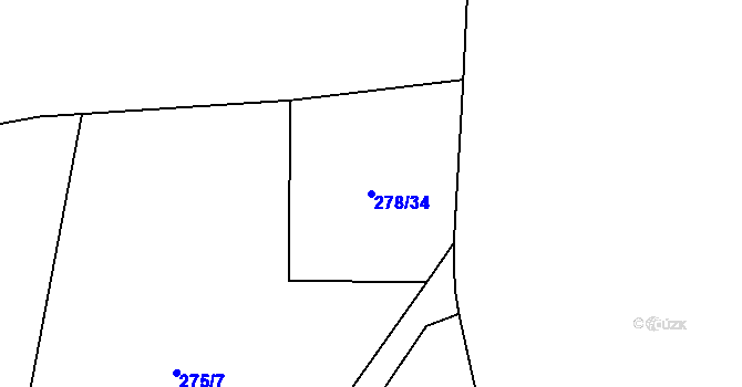 Parcela st. 278/34 v KÚ Protivanov, Katastrální mapa