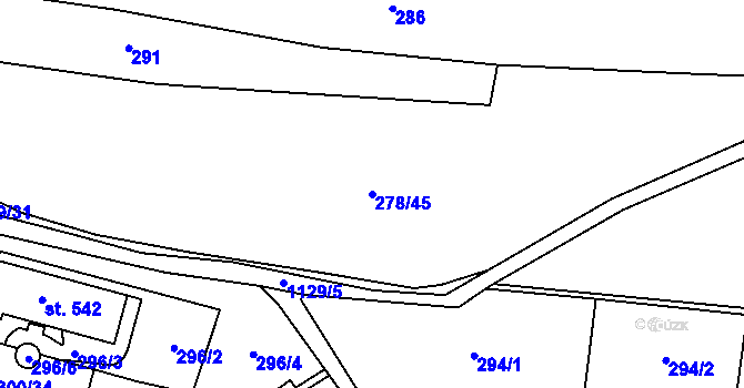 Parcela st. 278/45 v KÚ Protivanov, Katastrální mapa