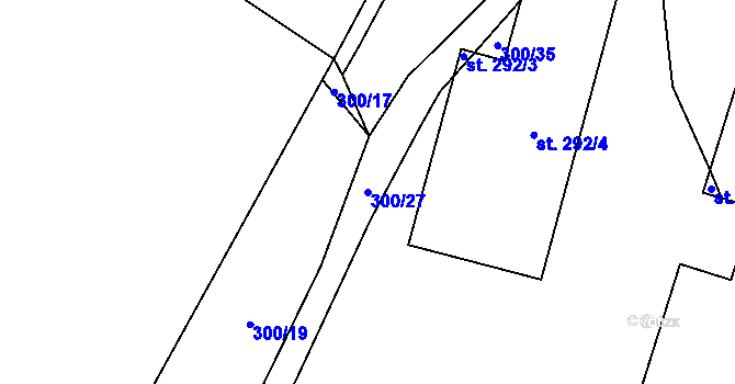 Parcela st. 300/27 v KÚ Protivanov, Katastrální mapa