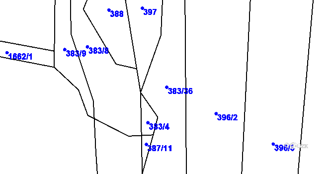 Parcela st. 383/36 v KÚ Protivanov, Katastrální mapa