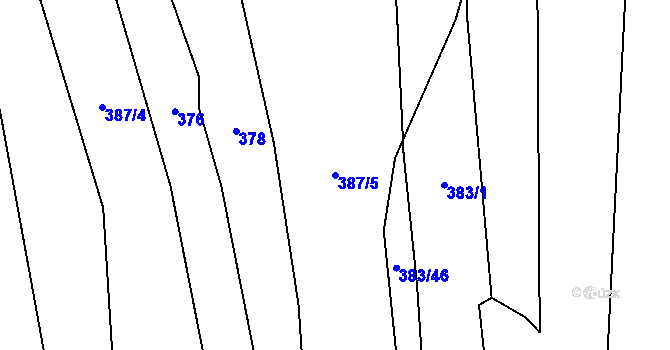 Parcela st. 387/5 v KÚ Protivanov, Katastrální mapa