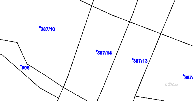 Parcela st. 387/14 v KÚ Protivanov, Katastrální mapa