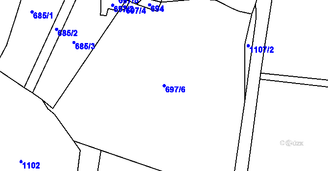 Parcela st. 697/6 v KÚ Protivanov, Katastrální mapa