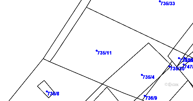 Parcela st. 735/11 v KÚ Protivanov, Katastrální mapa