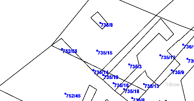 Parcela st. 735/15 v KÚ Protivanov, Katastrální mapa