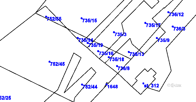 Parcela st. 735/16 v KÚ Protivanov, Katastrální mapa