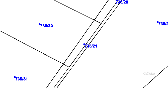 Parcela st. 735/21 v KÚ Protivanov, Katastrální mapa