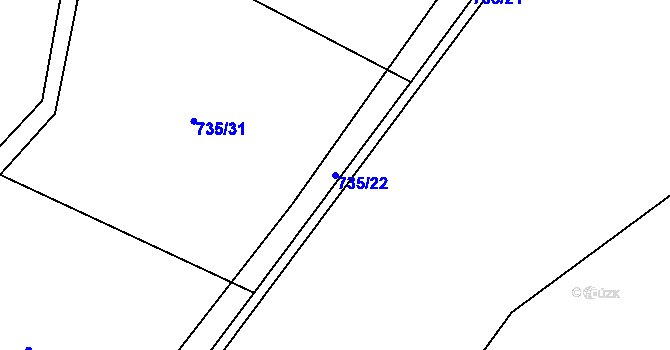 Parcela st. 735/22 v KÚ Protivanov, Katastrální mapa