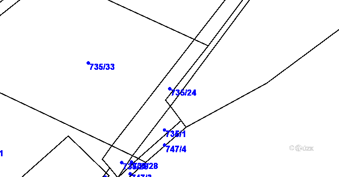 Parcela st. 735/24 v KÚ Protivanov, Katastrální mapa