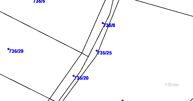 Parcela st. 735/25 v KÚ Protivanov, Katastrální mapa