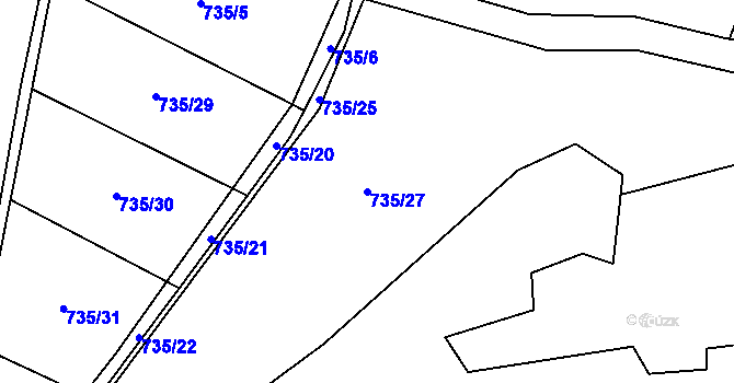 Parcela st. 735/27 v KÚ Protivanov, Katastrální mapa