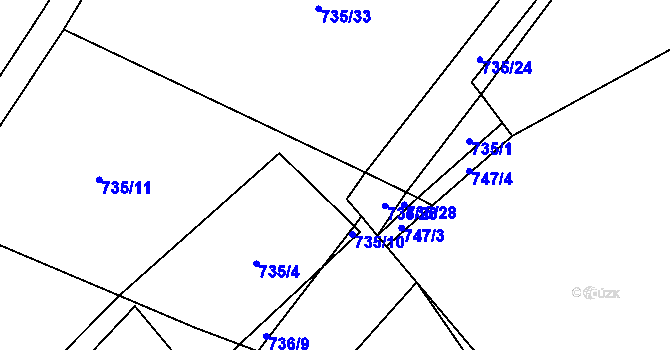 Parcela st. 735/34 v KÚ Protivanov, Katastrální mapa