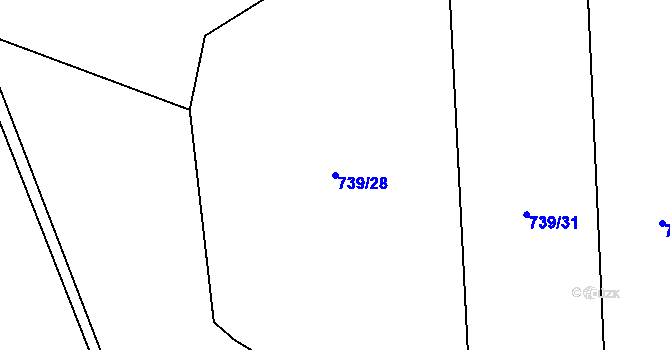 Parcela st. 739/28 v KÚ Protivanov, Katastrální mapa