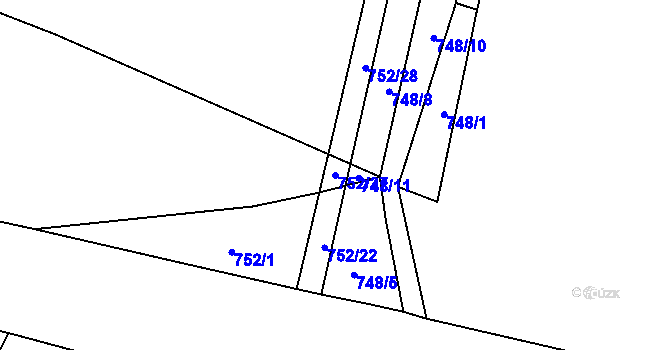 Parcela st. 752/27 v KÚ Protivanov, Katastrální mapa