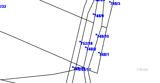 Parcela st. 752/28 v KÚ Protivanov, Katastrální mapa