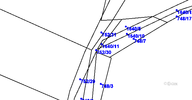 Parcela st. 752/30 v KÚ Protivanov, Katastrální mapa