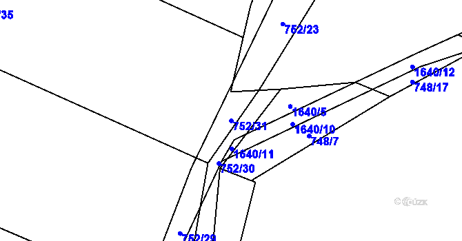 Parcela st. 752/31 v KÚ Protivanov, Katastrální mapa