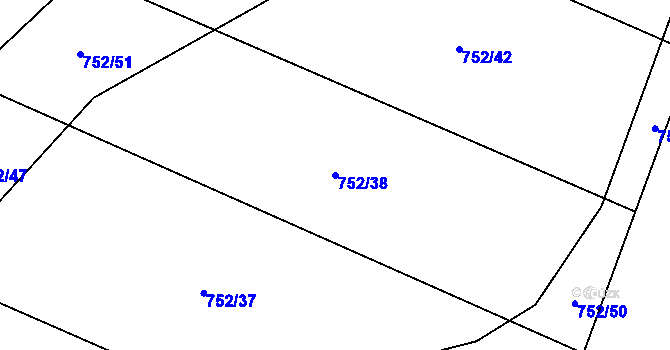 Parcela st. 752/38 v KÚ Protivanov, Katastrální mapa