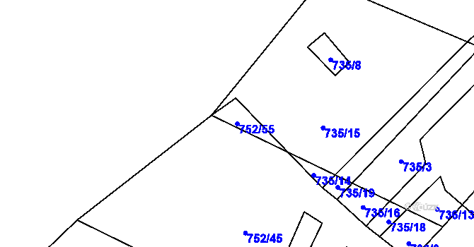 Parcela st. 752/55 v KÚ Protivanov, Katastrální mapa