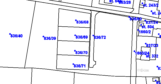 Parcela st. 836/39 v KÚ Protivanov, Katastrální mapa