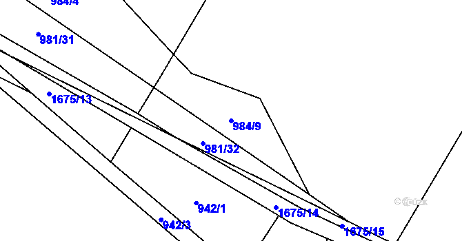 Parcela st. 984/9 v KÚ Protivanov, Katastrální mapa