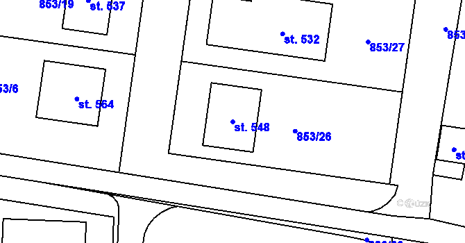 Parcela st. 548 v KÚ Protivanov, Katastrální mapa