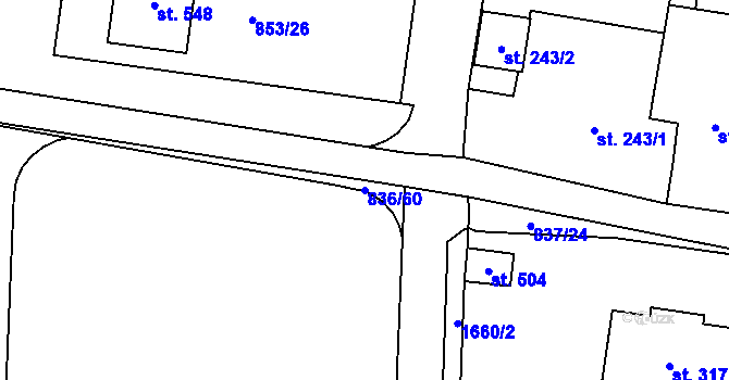 Parcela st. 836/60 v KÚ Protivanov, Katastrální mapa