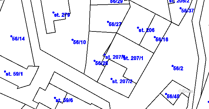 Parcela st. 207/4 v KÚ Protivanov, Katastrální mapa