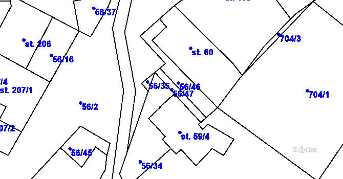 Parcela st. 56/47 v KÚ Protivanov, Katastrální mapa